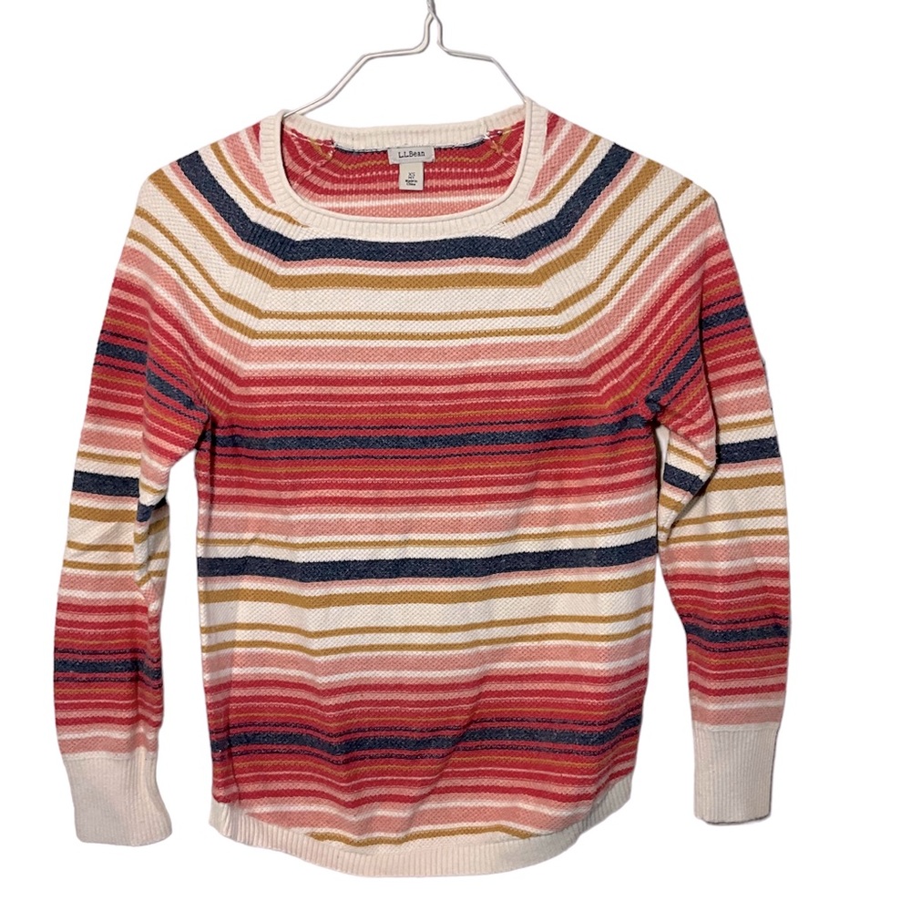L.L. Bean Striped Knit Crew Neck Pullover Sweater Cotton Women’s XS Petite